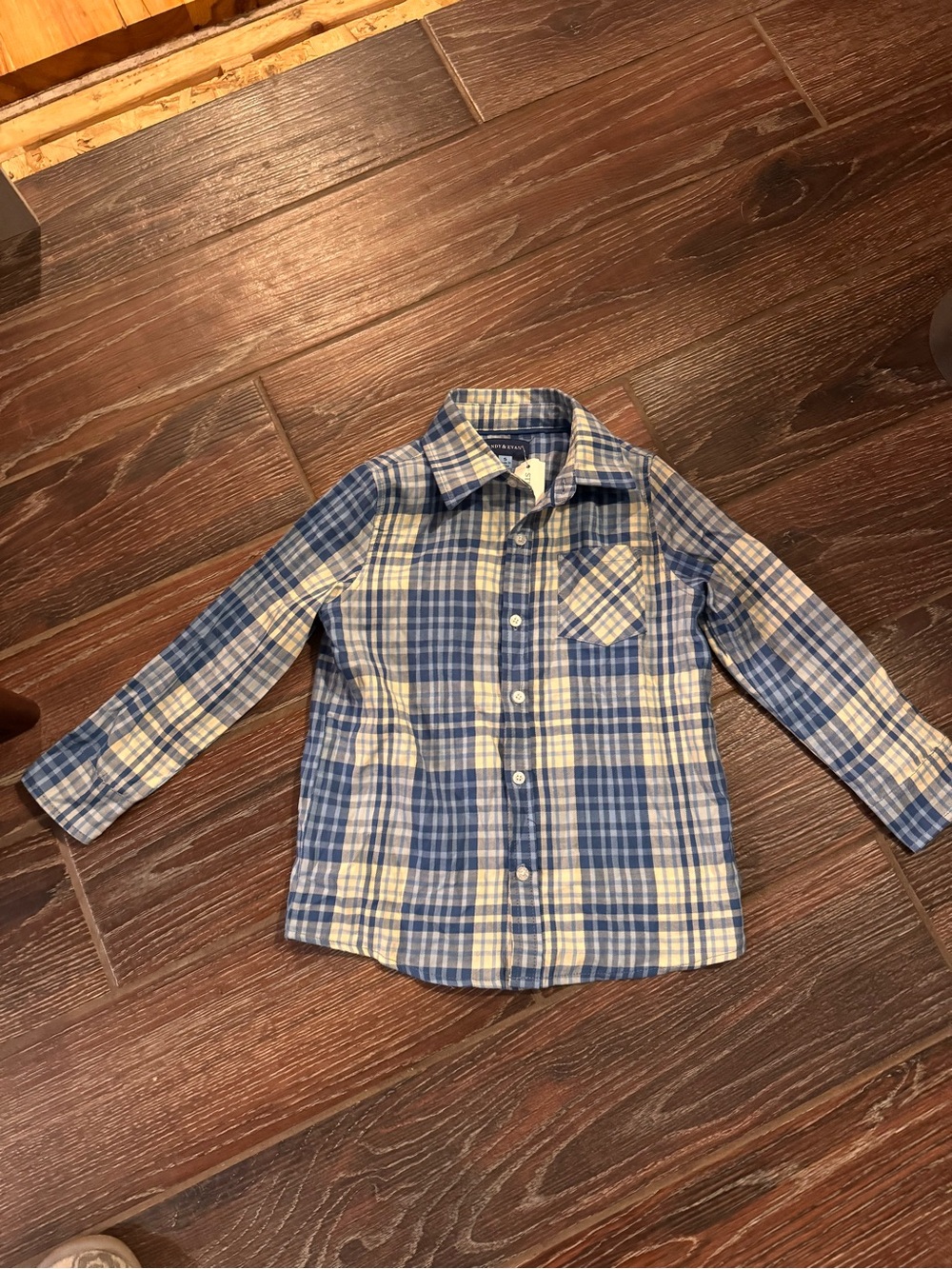 NEW WITH TAGS- Andy & Evan Blue and White Plaid Button-Down Shirt